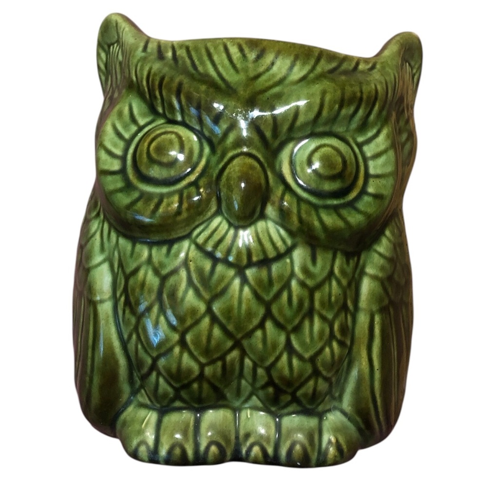 VTG Green Owl Vase